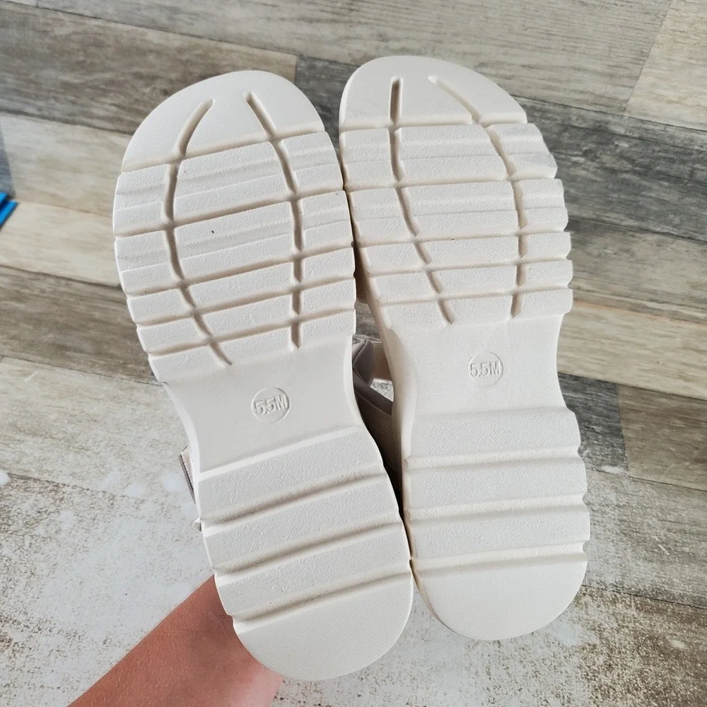Ryka Beyond Womens Sandal Sz 5.5 M Gardenia White Slingback Hook & Loop Open Toe